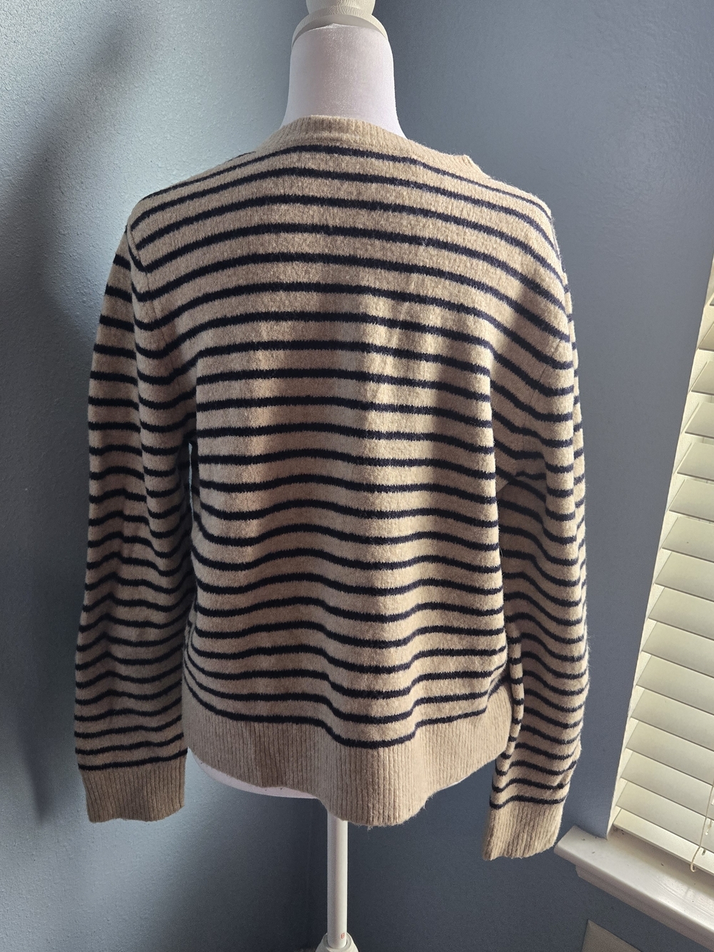 Zara Beige and Black Striped Button-Front Cardigan - Picture 2 of 3